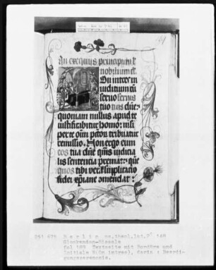 Glockendon-Missale — Initiale G (Audeamus), darin Enthauptung der heiligen Barbara, Folio 182recto