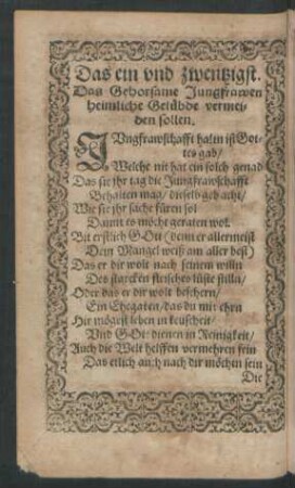 Das ein und zwentzigst.