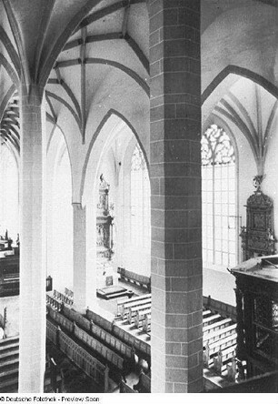 Bautzen. Dom St. Petri (1213/1221). Kircheninneres. Blick von der Orgelempore nach Südosten