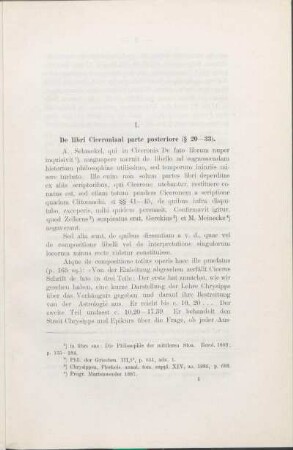 I. De libri Ciceroniani parte posteriore (§ 20-33).