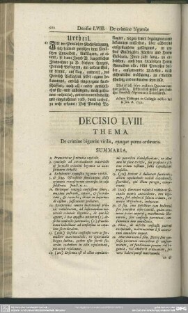 Decisio LVIII. De crimine bigamiae virilis, eiusque poena ordinaria