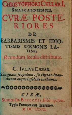 Curae posteriores de barbarismis et idiotismis sermonis latini