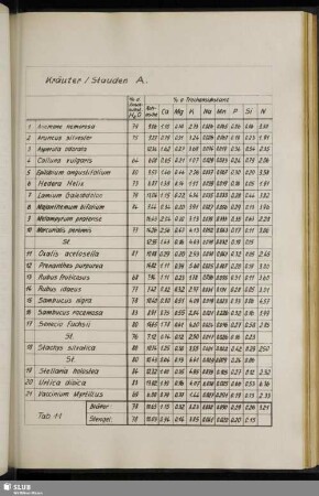 Tab. 11 Kräuter / Stauden A