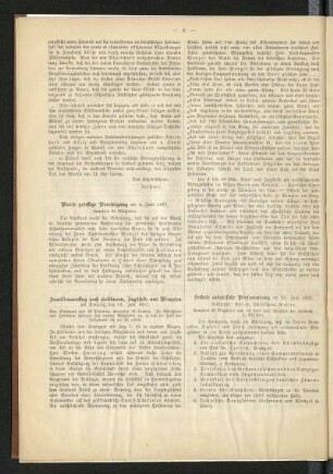 Sechste ordentliche Versammlung am 25. Juni 1887