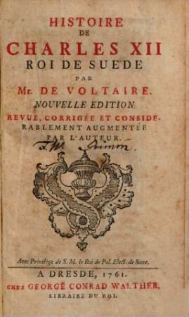 Histoire De Charles XII Roi De Suede