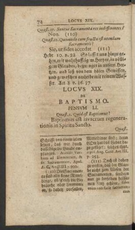 Locus XIX. De Baptismo
