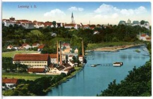 Leisnig. Blick über die Mulde auf Leisnig