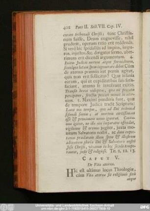 Caput V. De VIta aeterna.