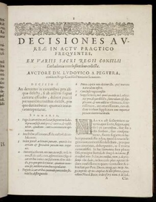 Decisio I. - Decisio VI.