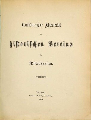 Jahresbericht des Historischen Vereins für Mittelfranken. 43. 1889