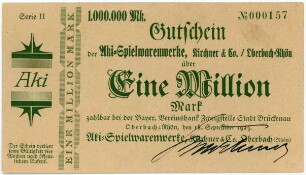 Geldschein / Notgeld, 1 Million Mark, 18.9.1923