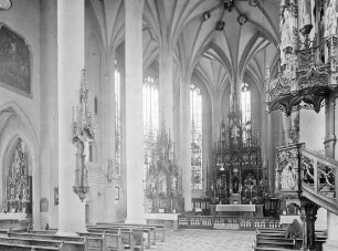 Landshut, Heilig-Geist-Kirche, Inneres nach NO; Stethaimer, Hans (Hans von Burghausen)