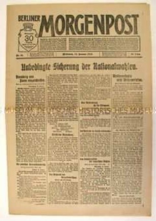 Tageszeitung "Berliner Morgenpost" über die Wahl zur Nationalversammlung