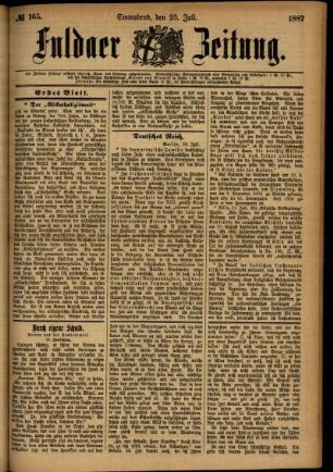 Ausgabe vom Samstag, den 23. Juli 1887.