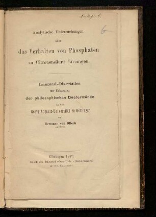 Analytische Untersuchungen über das Verhalten von Phosphaten zu Citronensäure-Lösungen