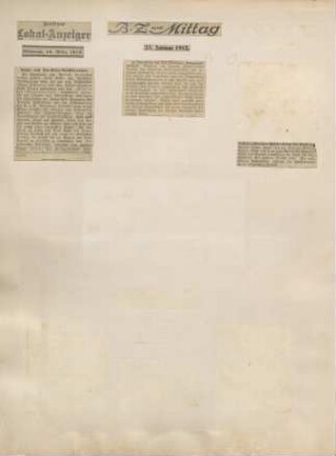 Album Erich Rahn; Zeitungsausschnitte von 1912