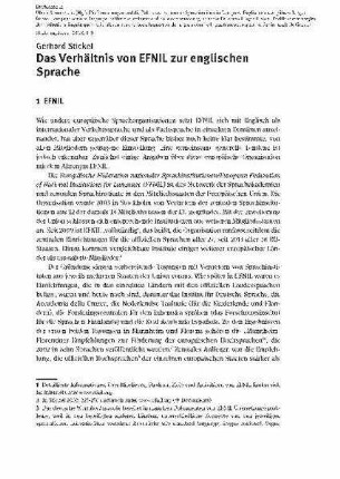 Das Verhältnis von EFNIL zur englischen Sprache
