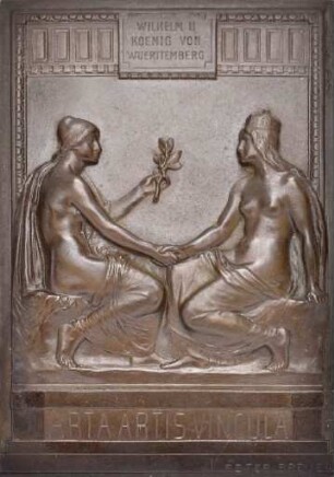 Erinnerungsplakette von Paul Breuer auf die Beteiligung von Württemberg bzw. Deutschland bei der Weltausstellung in St. Louis 1904
