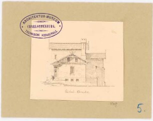Chaussee-Zollhaus an der Hirschberg-Reichenberger Kunststraße in Schlesien: Giebelansicht
