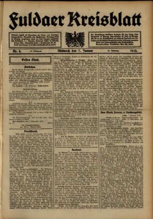 Ausgabe vom Mittwoch, den 07. Januar 1914.