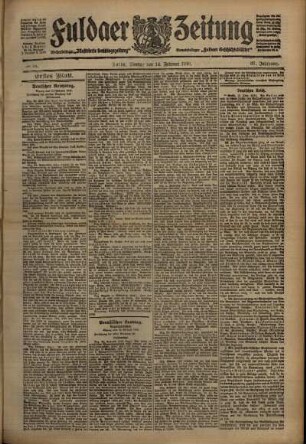 Erste Ausgabe vom Montag, den 14. Februar 1910.