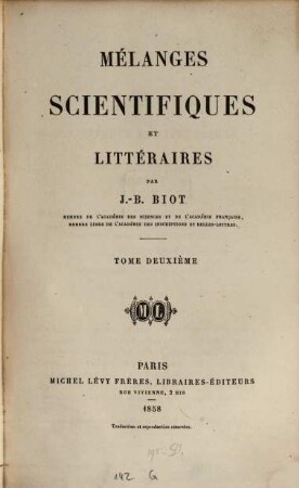 Mélanges scientifiques et littéraires, 2