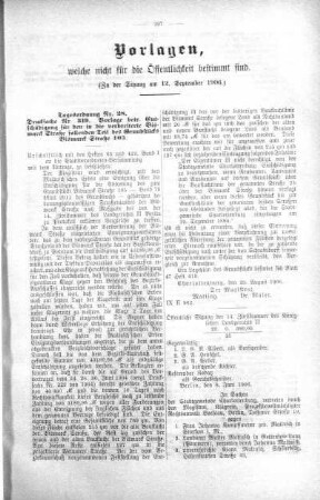 Vorlagen welche nicht für die Oeffentlichkeit bestimmt sind. No. 15. (301-347), 12. September 1906
