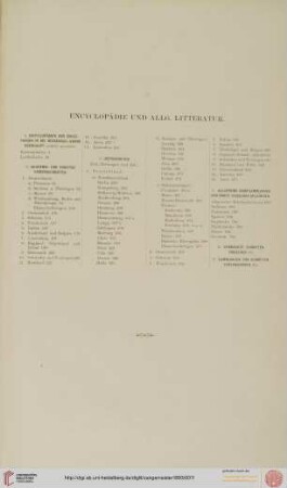 Encyclopädie und Allg. Litteratur