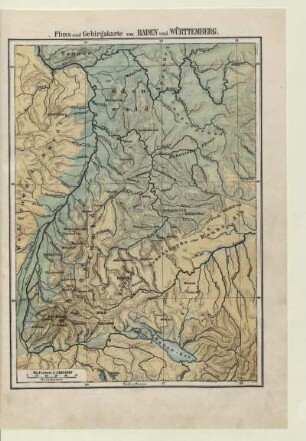 Fluss- und Gebirgskarte von Baden und Württemberg