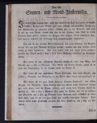 Von den Sonnen- und Mond-Finsternissen.