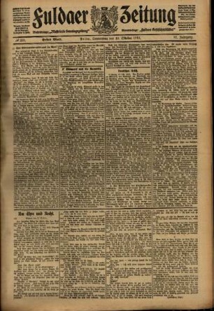 Erste Ausgabe vom Donnerstag, den 13. Oktober 1910.