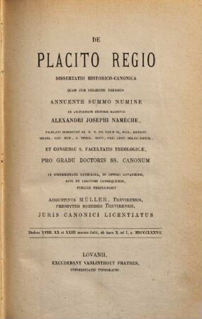 De placito regio dissertatio historico-canonica