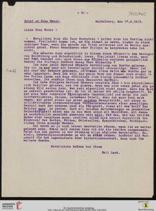 Heid. Hs. 3820,440: Brief von Emil Lask an Marianne Weber