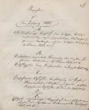 Register zu dem Jahrgang 1855