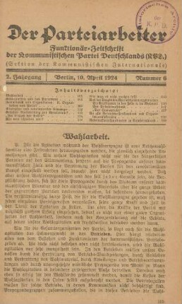2. Jahrgang, Berlin, den 10. April 1924, Nummer 6