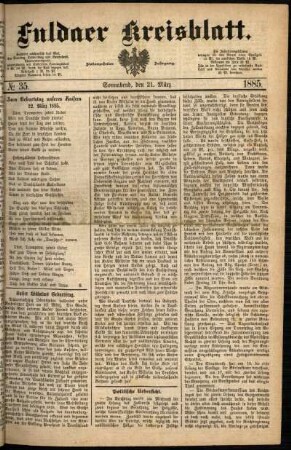 Ausgabe vom Samstag, den 21. März 1885.