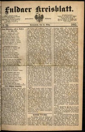 Ausgabe vom Samstag, den 21. März 1885.