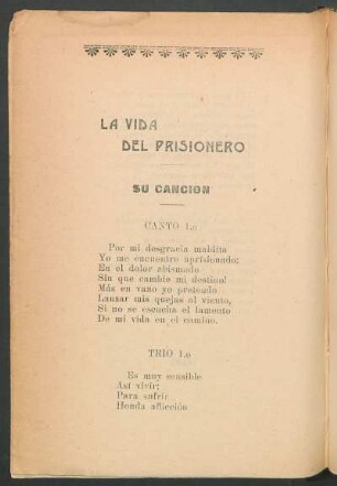La vida del prisionero : Su canción