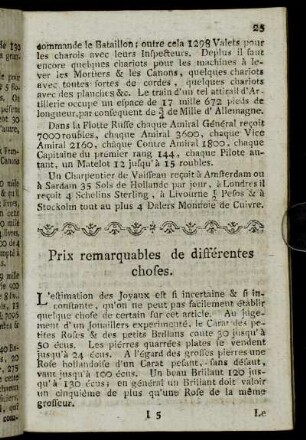 Prix remarquables de différentes choses.