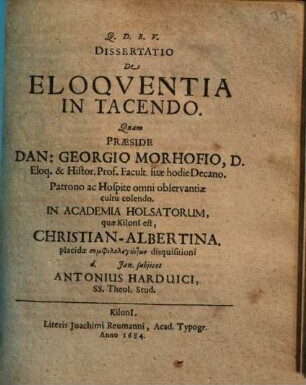 Dissertatio de eloquentia in tacendo