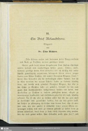 II. Ein Brief Melanchthons