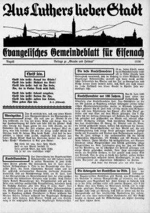 Konfessionsfeier vor 100 Jahren