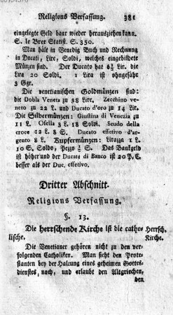 Dritter Abschnitt. Religions Verfassung