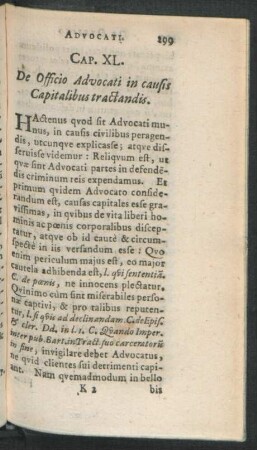Cap. XL. De Officio Advocati in causis capitalibus tractandis.