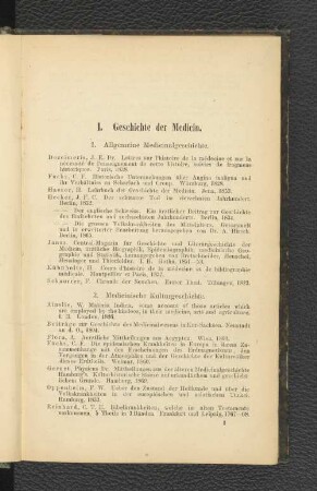 I. Geschichte der Medicin.