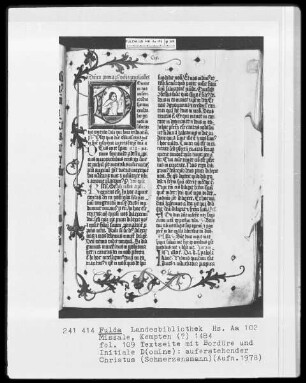 Missale — Initiale D (omine), darin auferstehender Christus, Folio 109recto