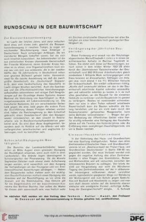 Rundschau in der Bauwirtschaft