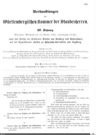 57. Sitzung, Stuttgart, 17.10.1906