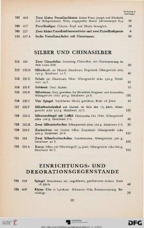 Einrichtungsgegenstände (Nr. 723-732)