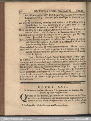 Caput XXVI. De Veritate ac Divina auctoritate...